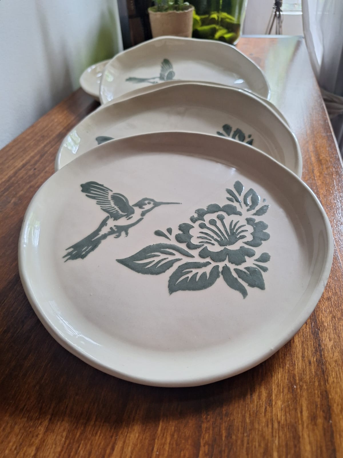 Platos para postre colibrí